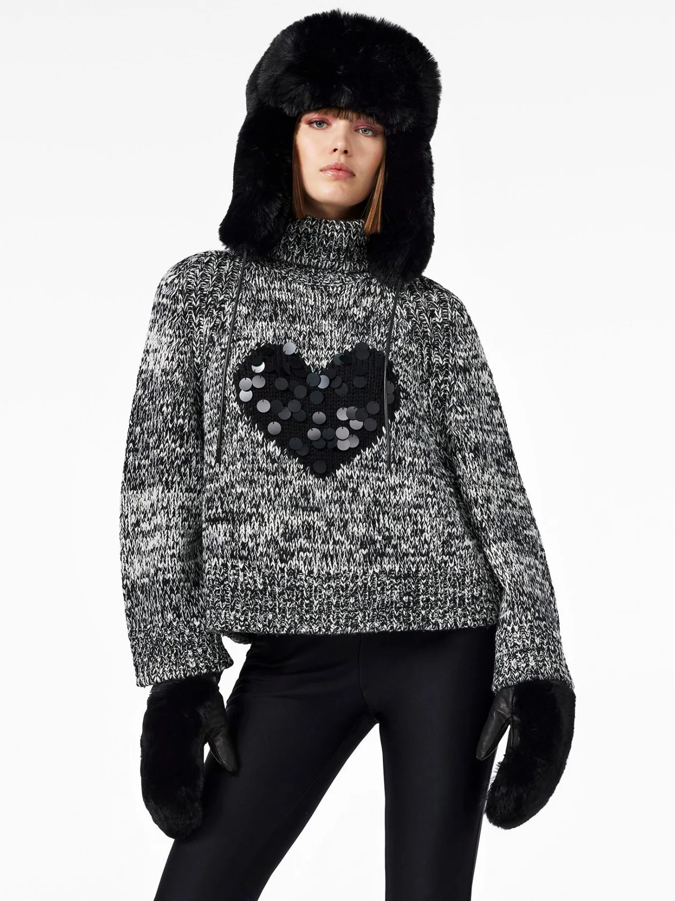 Goldbergh AIMEE Long Sleeve Knit Sweater black/cream