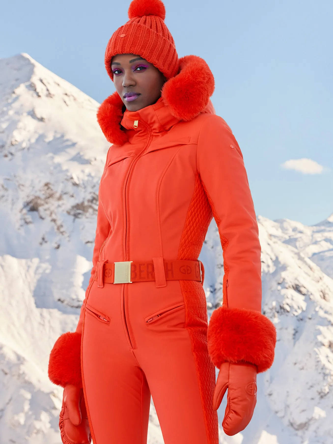 Goldbergh ANGELE FAUX BORDER Ski Suit Orange Discount