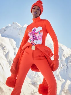 Goldbergh ANGELE FAUX BORDER Ski Suit Orange Discount