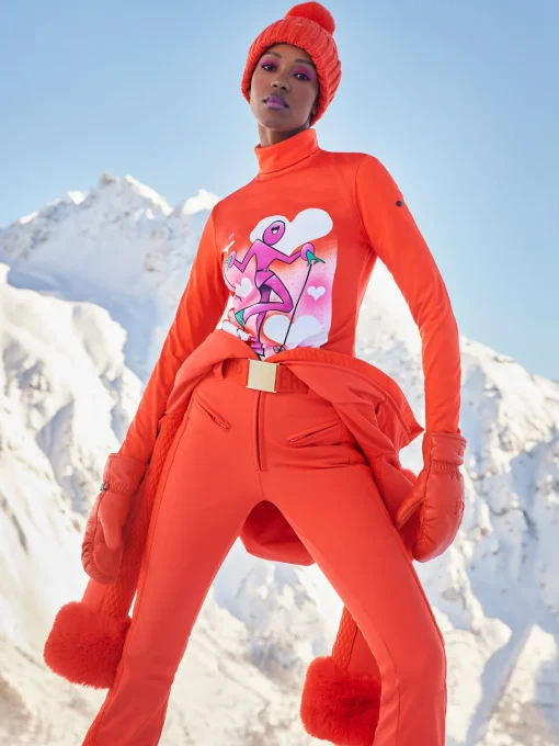 Goldbergh ANGELE FAUX BORDER Ski Suit Orange Discount