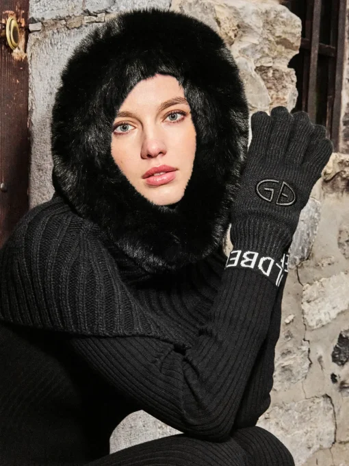Goldbergh NAOMI Hooded Scarf Faux Border black